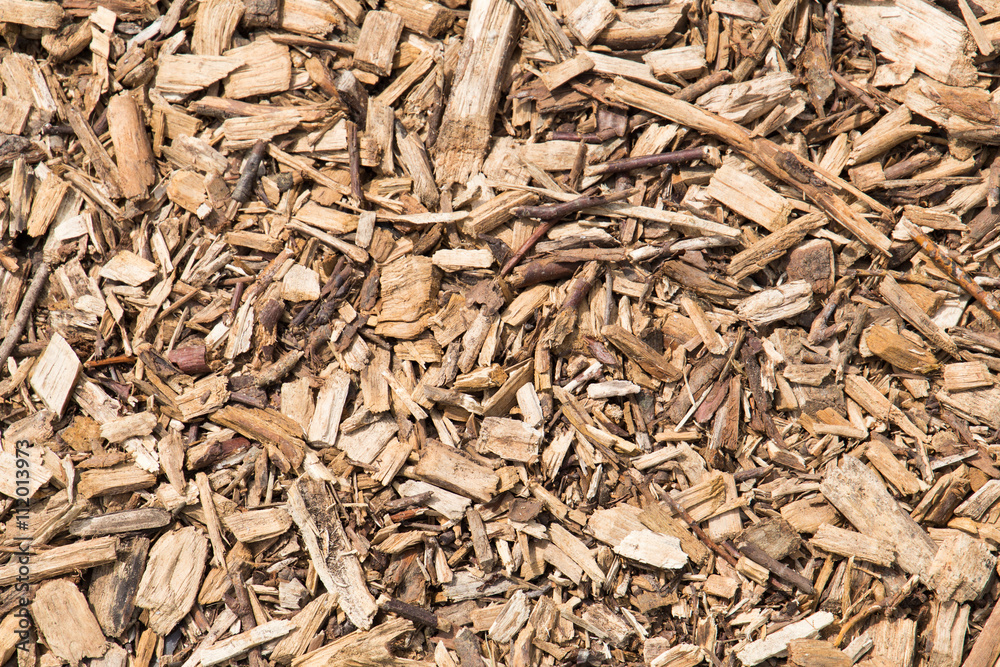 Holzspäne, Schreddergut als Hintergrund Holzspäne, Schreddergut als Hintergrund