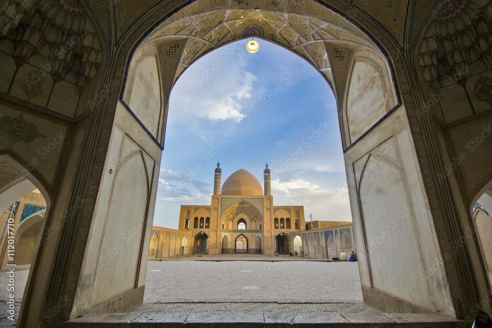 Agha Bozorg school and mosque in Kashan at daylight, Iran