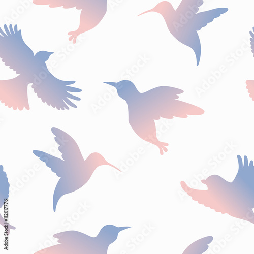 Vector seamless pattern with colorful gradient birds