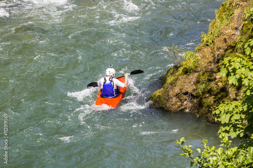 Kayaking in white water