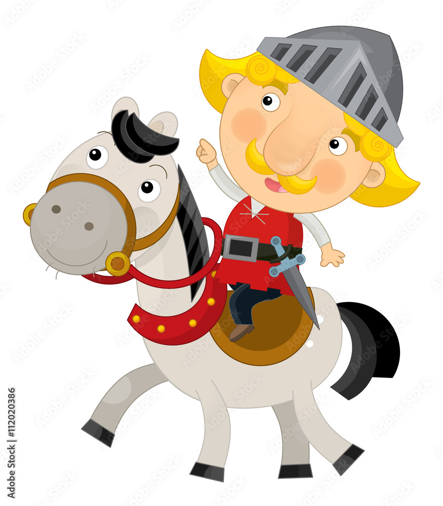 Fototapeta premium Cartoon scene on a horseman - isolated - illustration for children