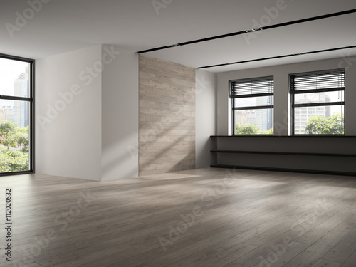 Interior of empty room 3D rendering