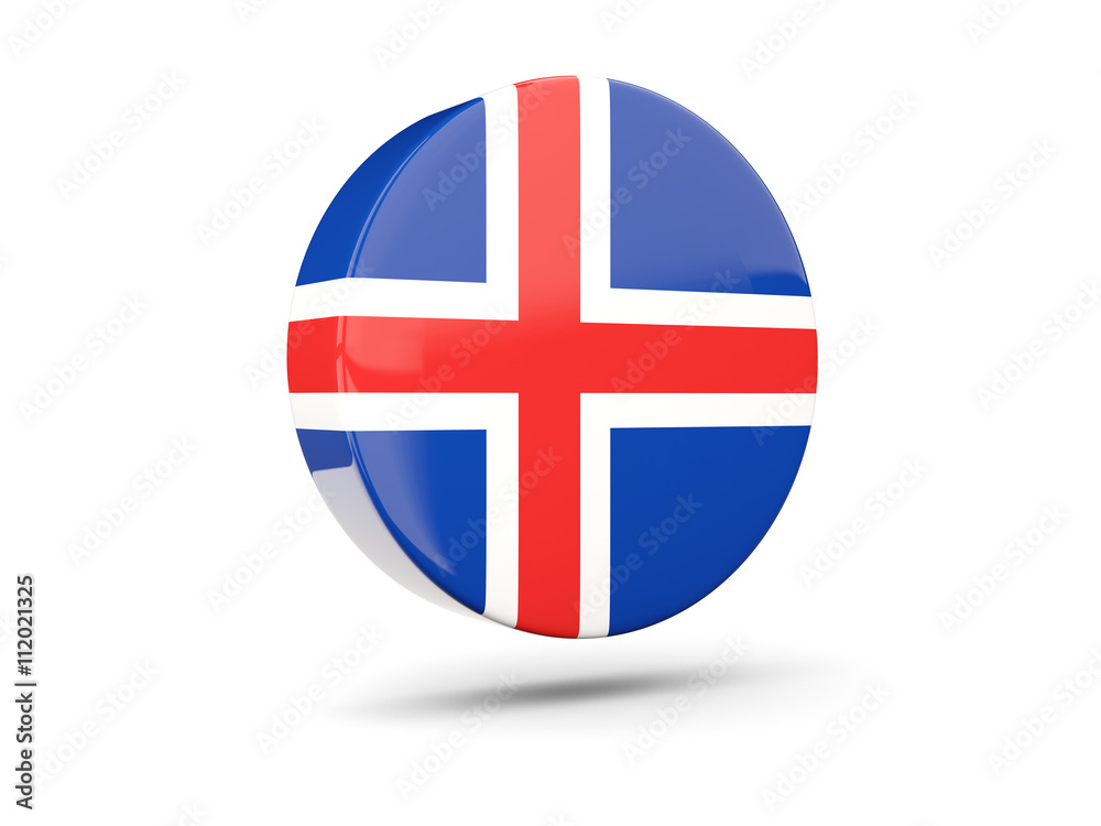Round icon with flag of iceland