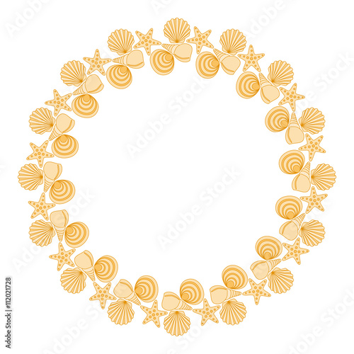 Round frame from various shells vector illustration.