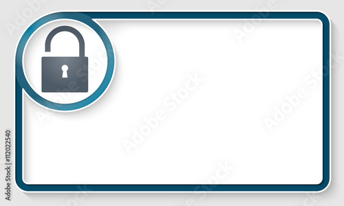 Blue text frame and white circle box with padlock