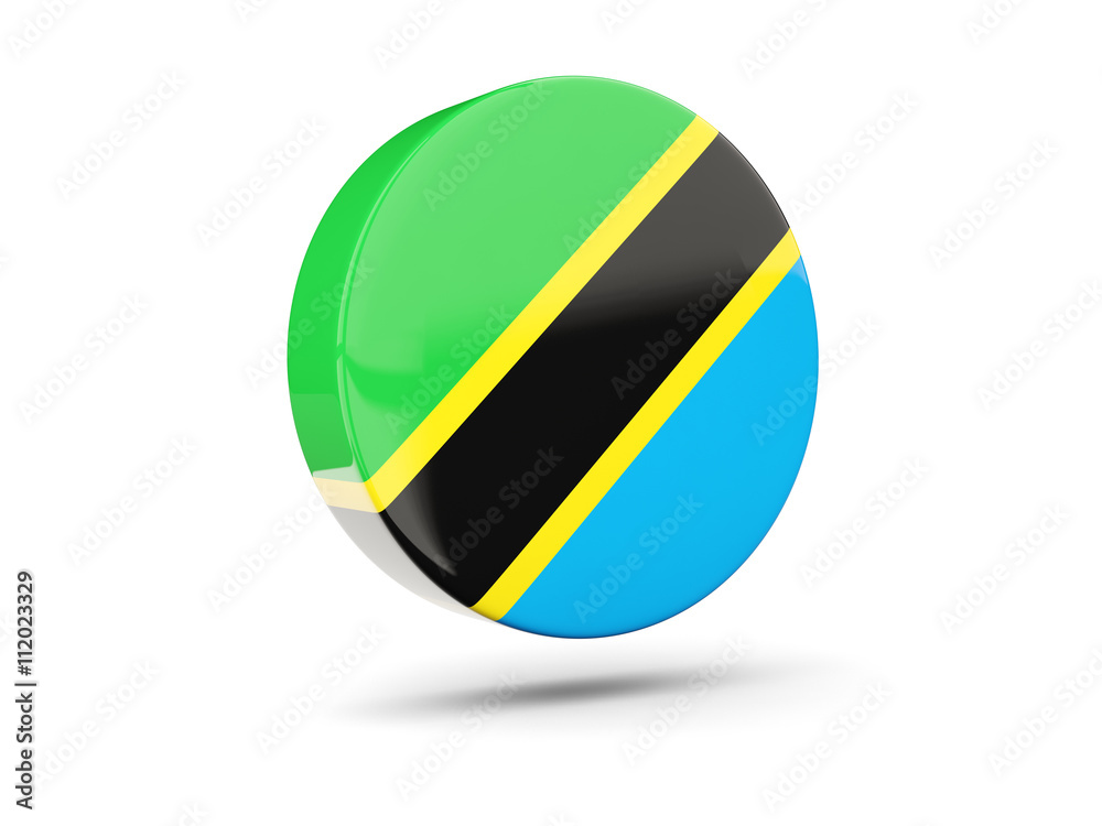 Fototapeta premium Round icon with flag of tanzania