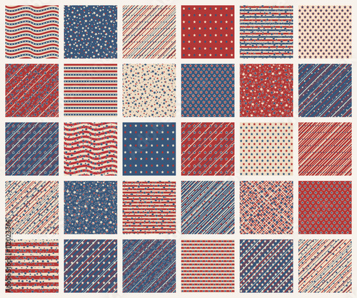American stars and stripes seamless patterns