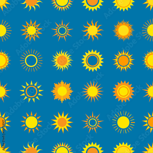 Suns on the sky seamless pattern
