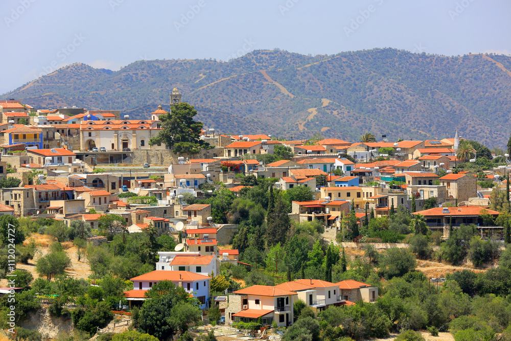 red house roofs of Mediterranean village
