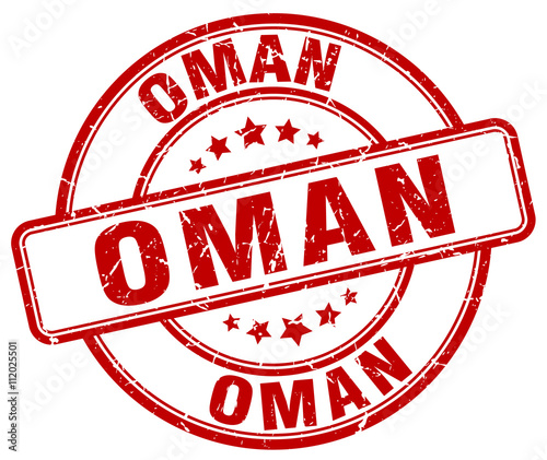 Oman red grunge round vintage rubber stamp