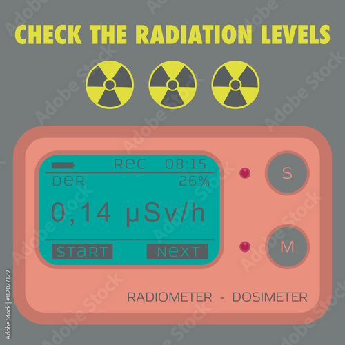 Gamma Radiation Personal Dosimeter. Vector illustration.