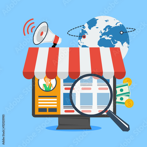 Square banner online shopping concept