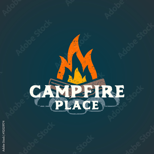 color campfire place sign template.