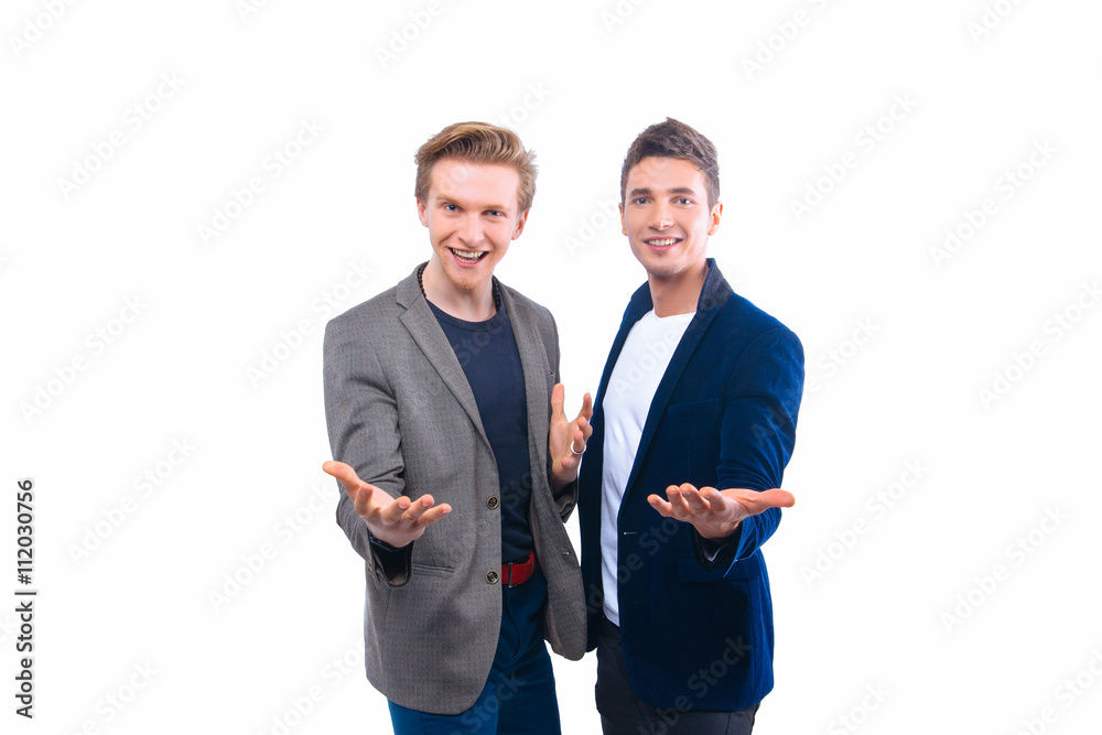 Two handsome young men isolated on white Two handsome young men isolated on white