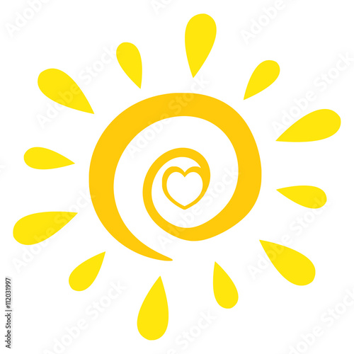 Abstract Sun With Heart Simple Design