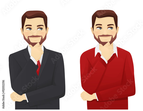 Set of thoughtful business man