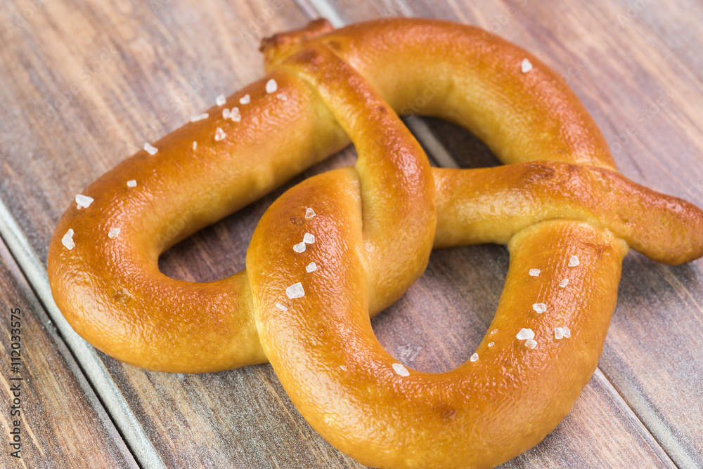 Salted fresh baked soft pretzel.