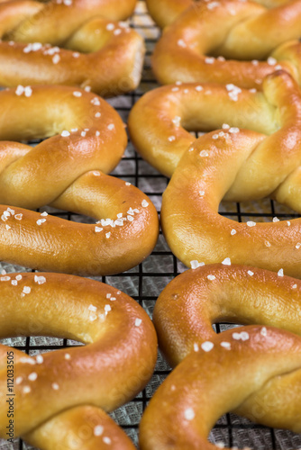 Salted fresh baked soft pretzels.