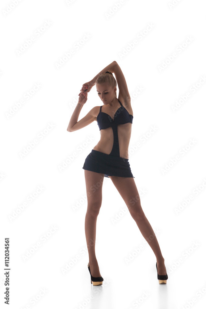 Portrait of dancing go-go in black dress Portrait of dancing go-go in black dress