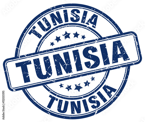 Tunisia blue grunge round vintage rubber stamp