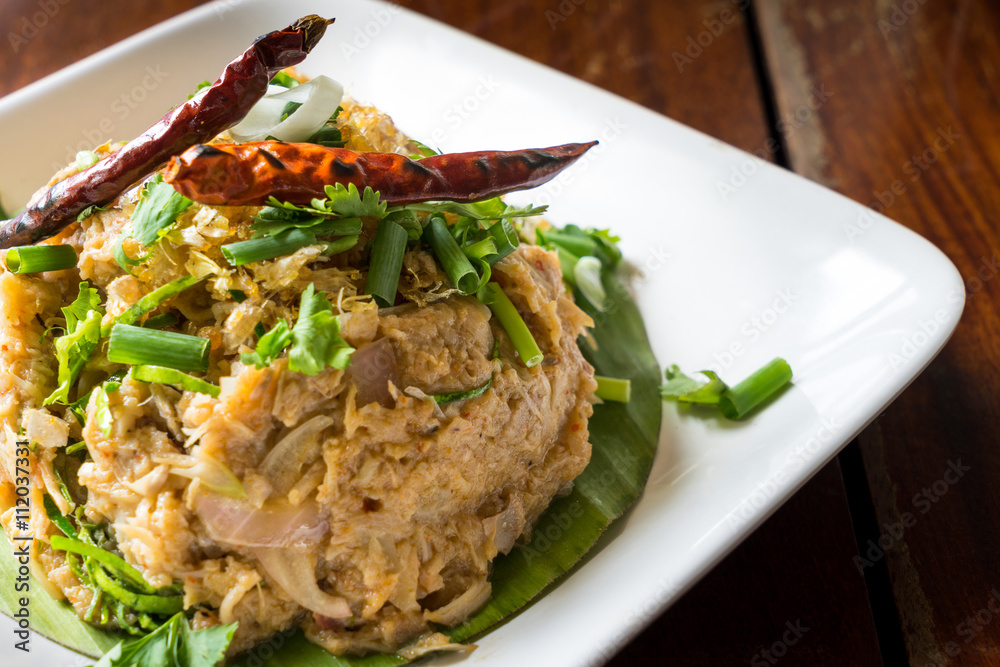 Tam Kanoon or Crushed Young Jackfruit with Curry And Spices Tam Kanoon or Crushed Young Jackfruit with Curry And Spices