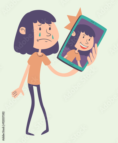 Cartoon Girl Taking a Photo