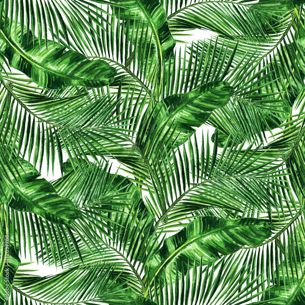 Watercolor Seamless pattern - Tropical background 