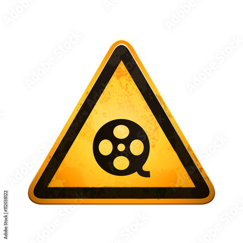 danger sign with film icon