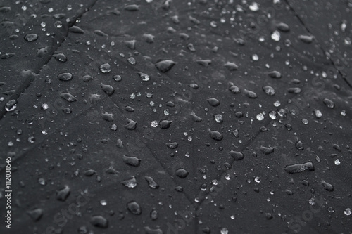 raindrops on a black umbrella 