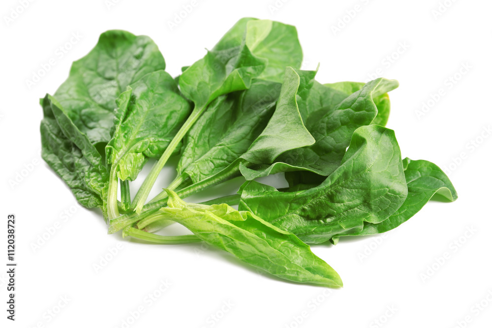 Fresh spinach leaves on white background Fresh spinach leaves on white background