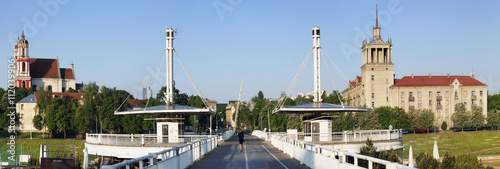 White bridge through the Neris river