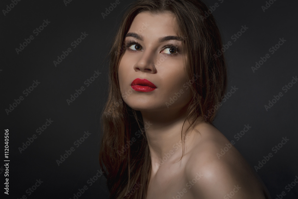 Seductive brunette woman with naked shoulders Seductive brunette woman with naked shoulders