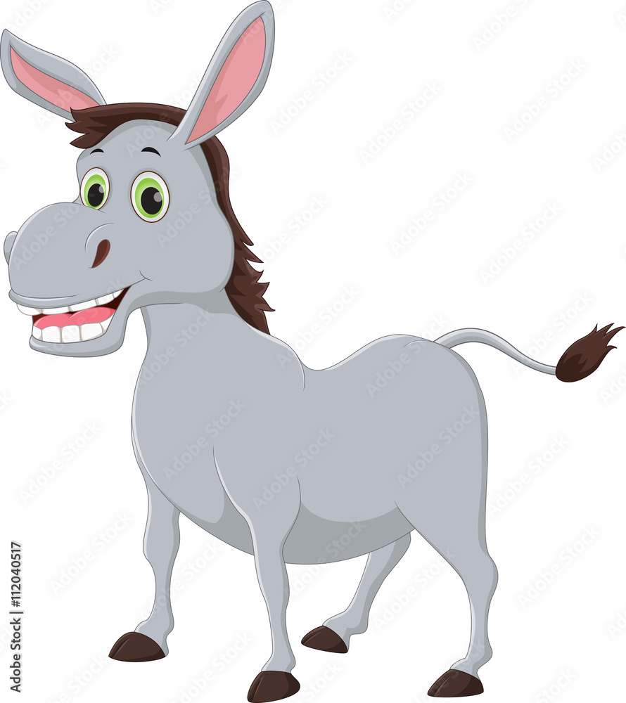happy cartoon donkey isolated on white background