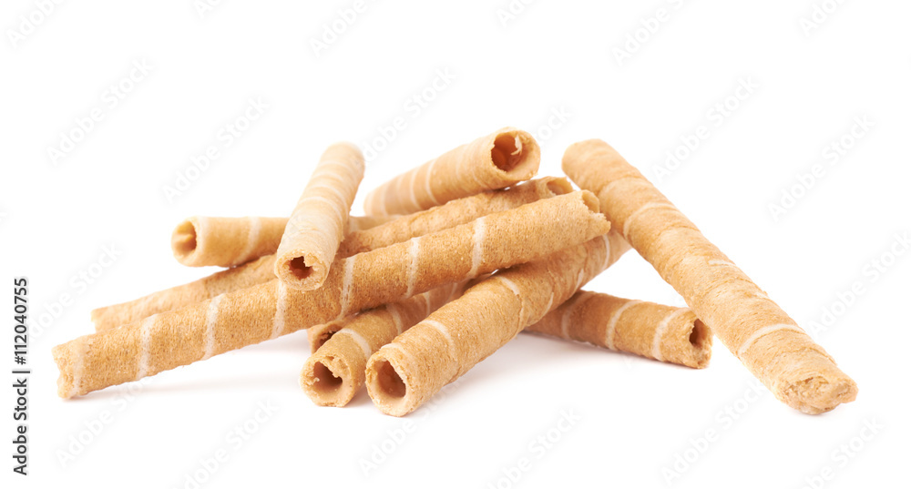 Pile of wafel sticks isolated over the white background Pile of wafel sticks isolated over the white background