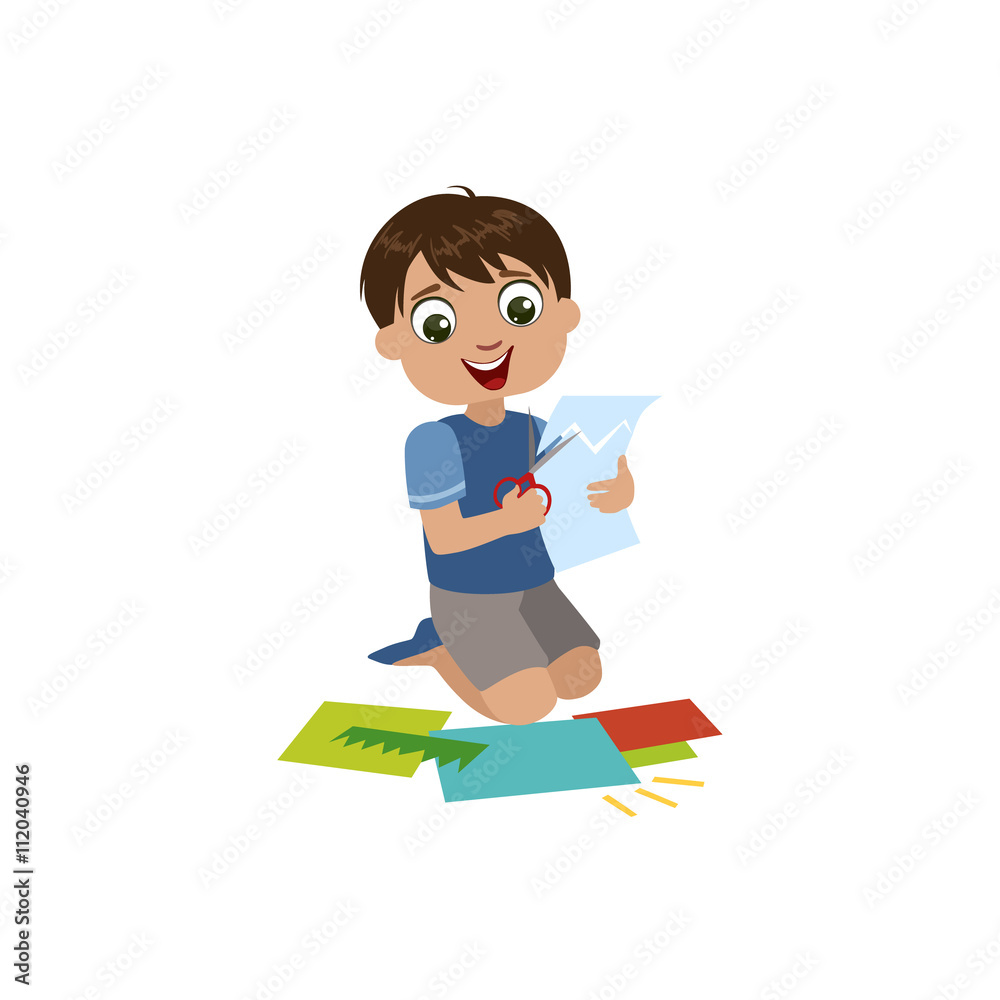 Boy Cutting The Application Details Boy Cutting The Application Details