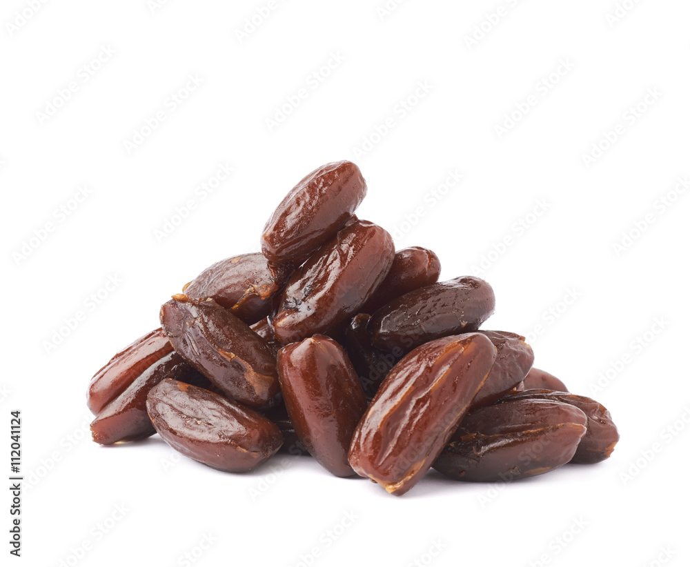 Pile of date fruits over isolated white background surface