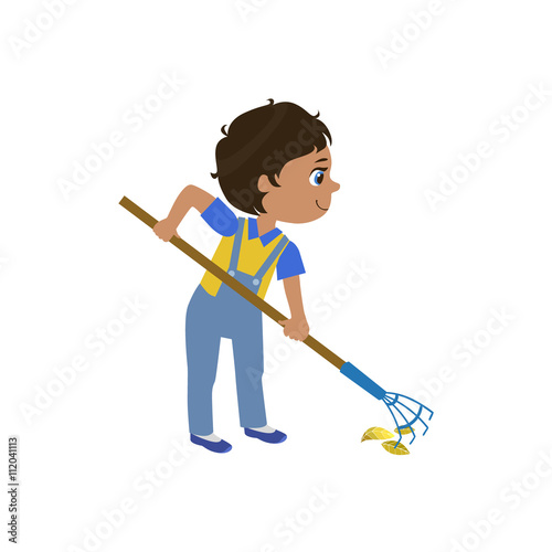 Boy Working With Rake