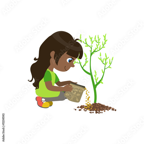 Girl Applying The Fertiliser