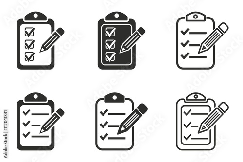 Clipboard pencil icon set