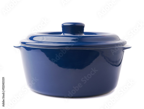 Ceramic pot pan isolated over white background
