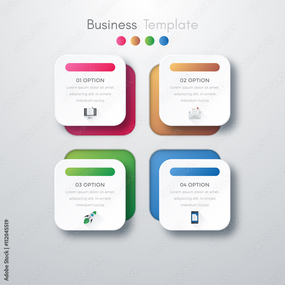 Vector illustration of four square infographics