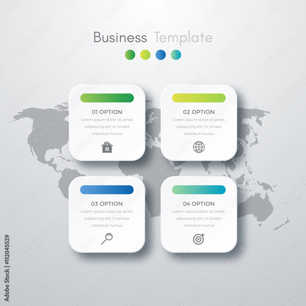 Vector illustration of four square infographics Vector illustration of four square infographics
