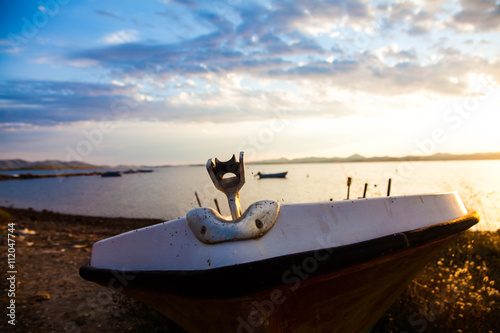 Fishing boat at sunset