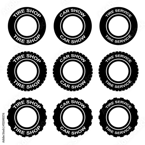 tire service shop car show black symbol vector