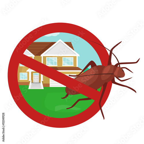 Pest control concept with insects exterminator silhouette flat vector illustration