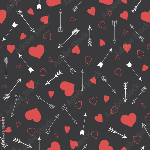 Seamless vector pattern with hearts and arrows