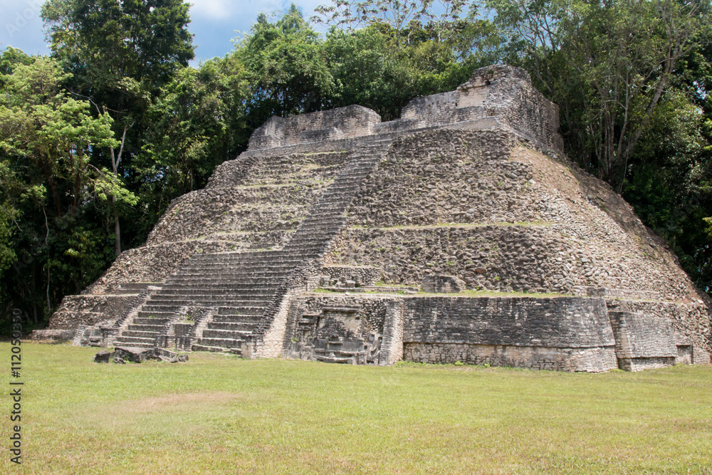 Mayan temple in the jungle at Caracol in Belize