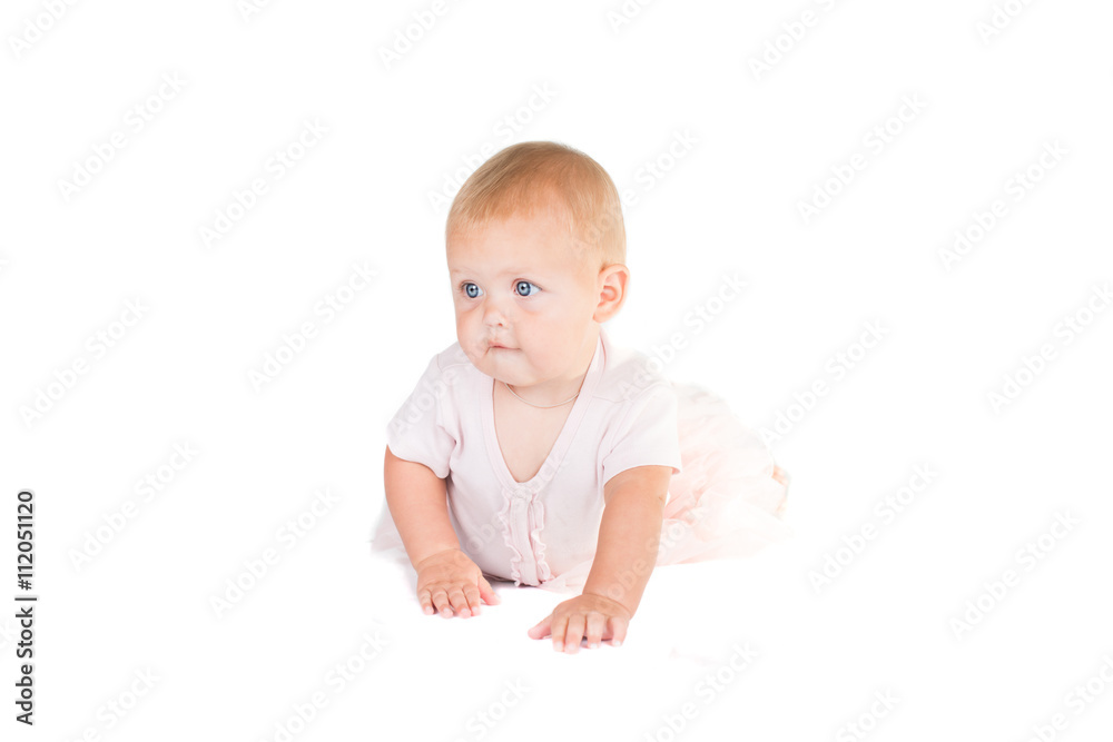 Portrait of an adorable preschool age girl playing dress up wearing a ballet tutu, isolated on white Portrait of an adorable preschool age girl playing dress up wearing a ballet tutu, isolated on white
