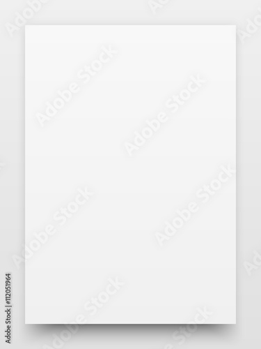 A2 white poster realistic template, mock-up with realistic shadow and light background for design concepts, presentations, web, identity, prints. Vector illustration.