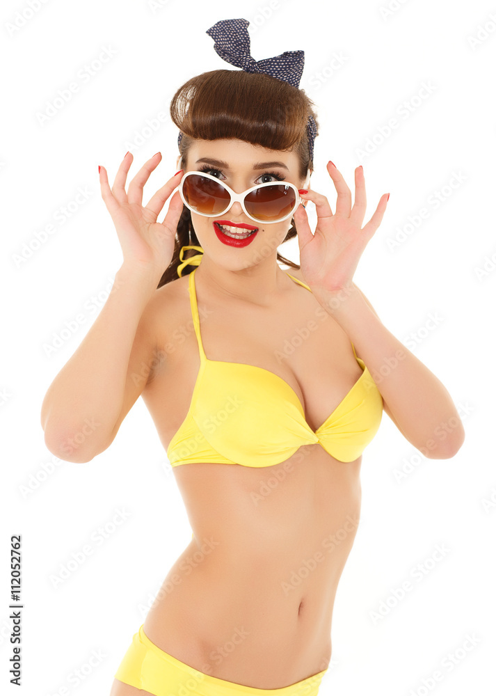 Woman in bikini with sunglasses. Woman in bikini with sunglasses.